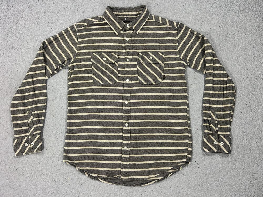 Burton Brighton Shirt Mens Small Gray Striped Twill Button Up Double Pocket